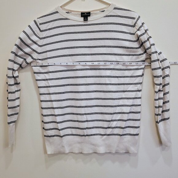 Worthington Womens CrewNeck Long Sleeve Sweater Large White/Black - Picture 2 of 6
